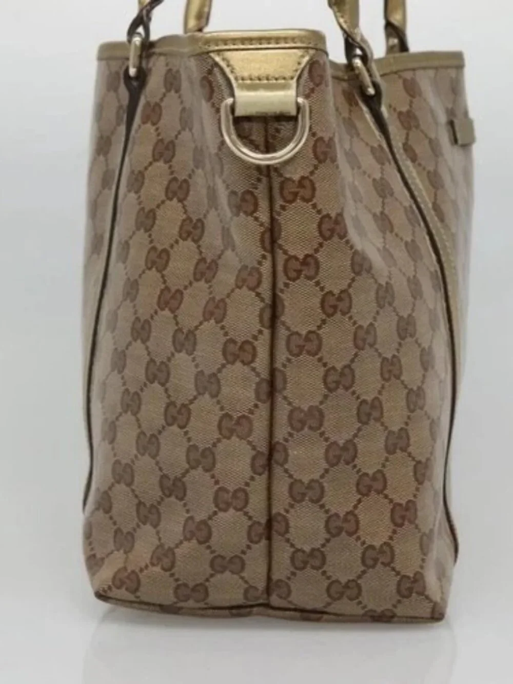 GUCCI GG Crystal Tote Bag Coated Canvas Beige Gold 197953 Auth ep9440